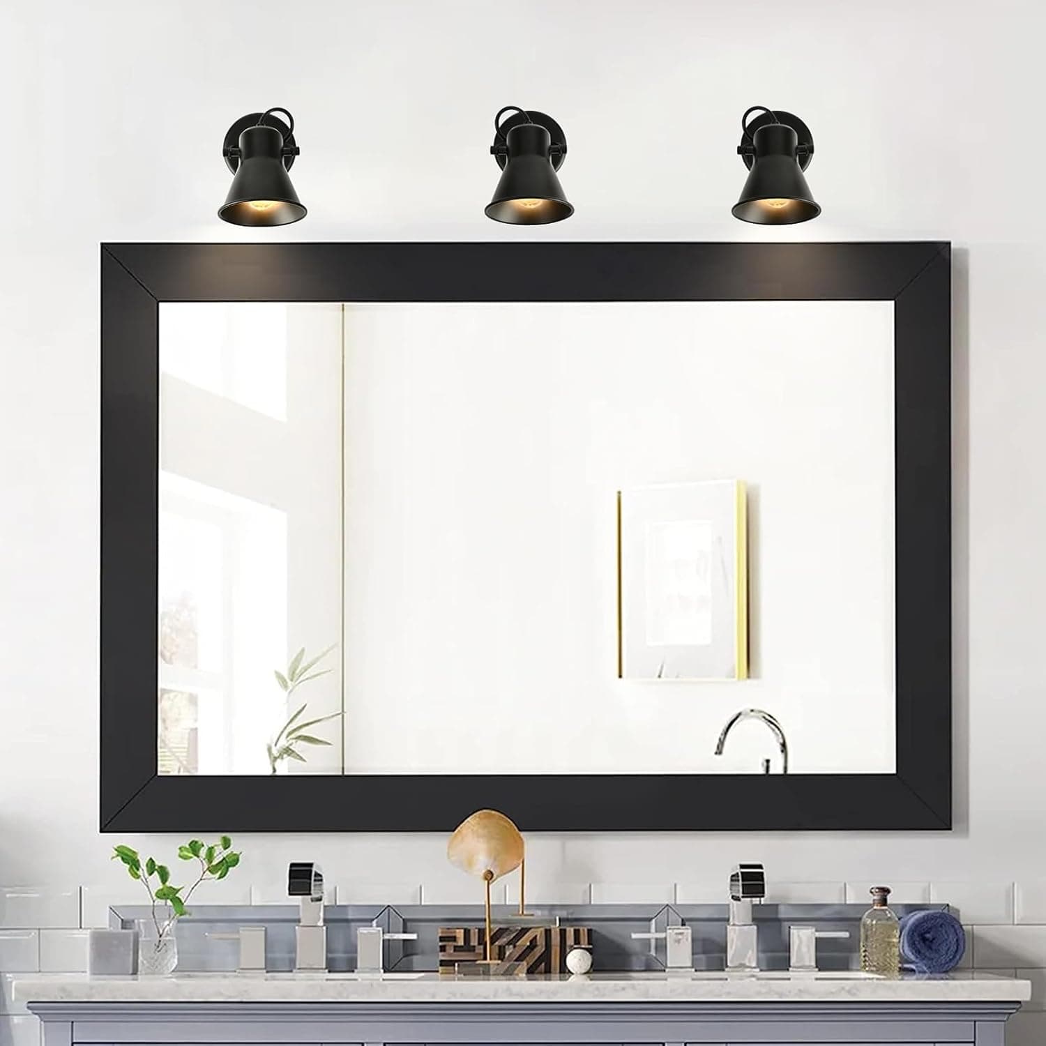 Alt View 4. FINEAK - 2 Pack Industrial Mini Track Ceiling Spotlights, Adjustable Black Heads.