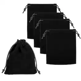 Unique Bargains - Bluetooth Headphone Bag, 5pcs 4.72x3.54 Inch Travel Headset Carrying Storage Pouch Drawstring for Over-Ear Headphones - Black