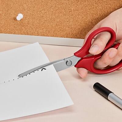 Alt View 2. Staples - Student 7" Stainless Steel Scissors, Pointed Tip - Red.