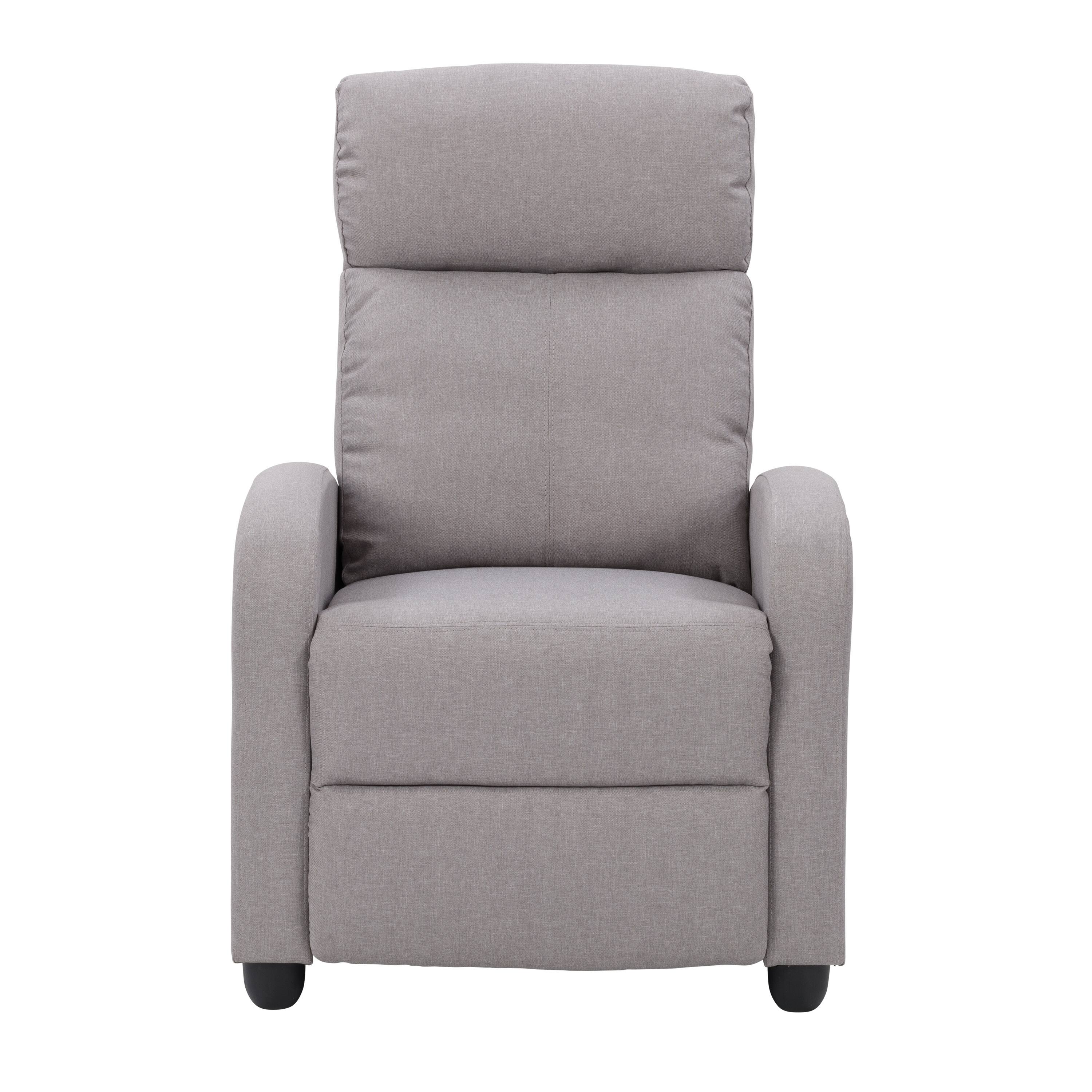 Front. CorLiving - Oren Fabric Recliner - Light Grey.
