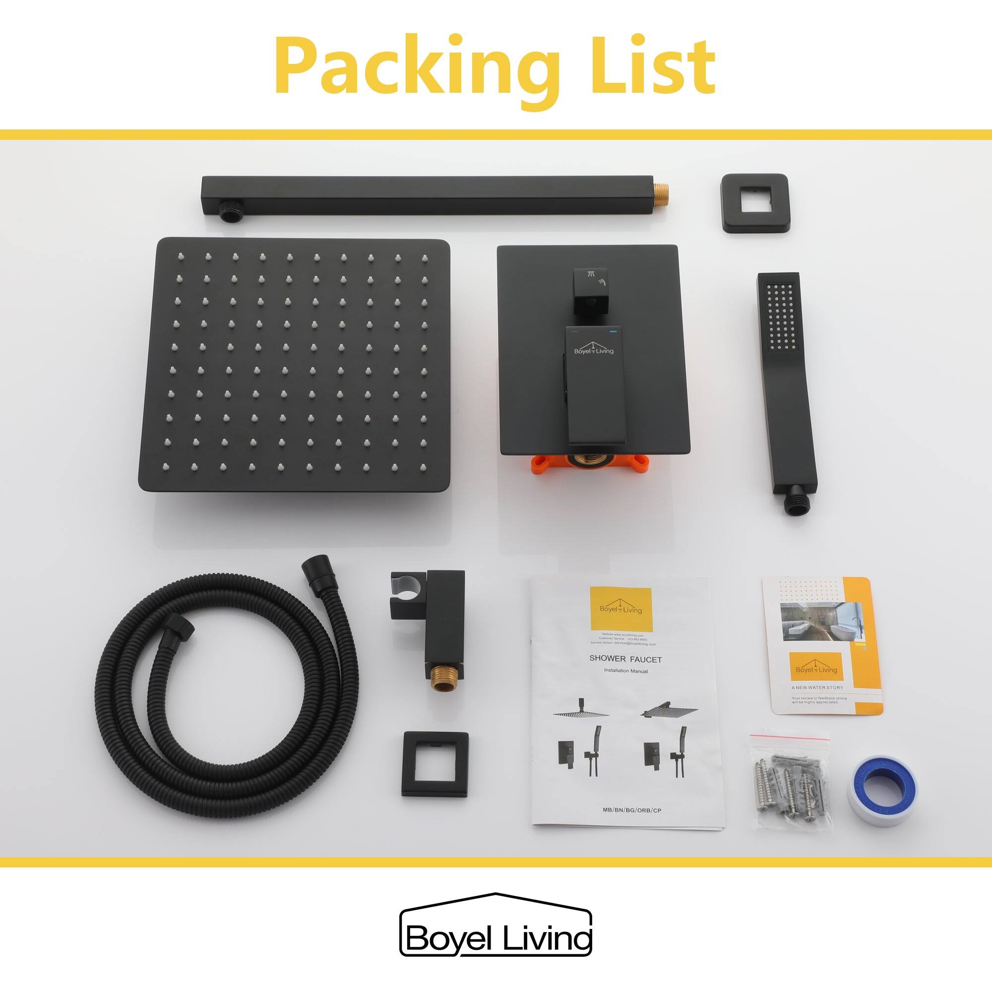 Packing List - Shower Faucet - Boyel Living