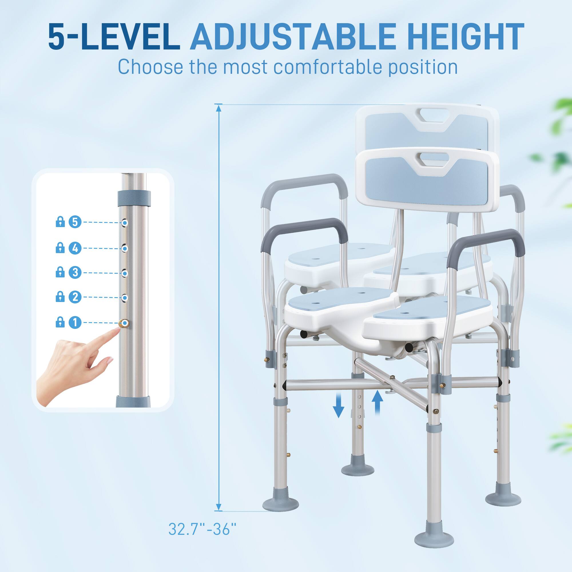 5-LEVEL ADJUSTABLE HEIGHT  
Choose the most comfortable position  

1 5 . 4 F 3 ; 2 F 1 32.7"-36"