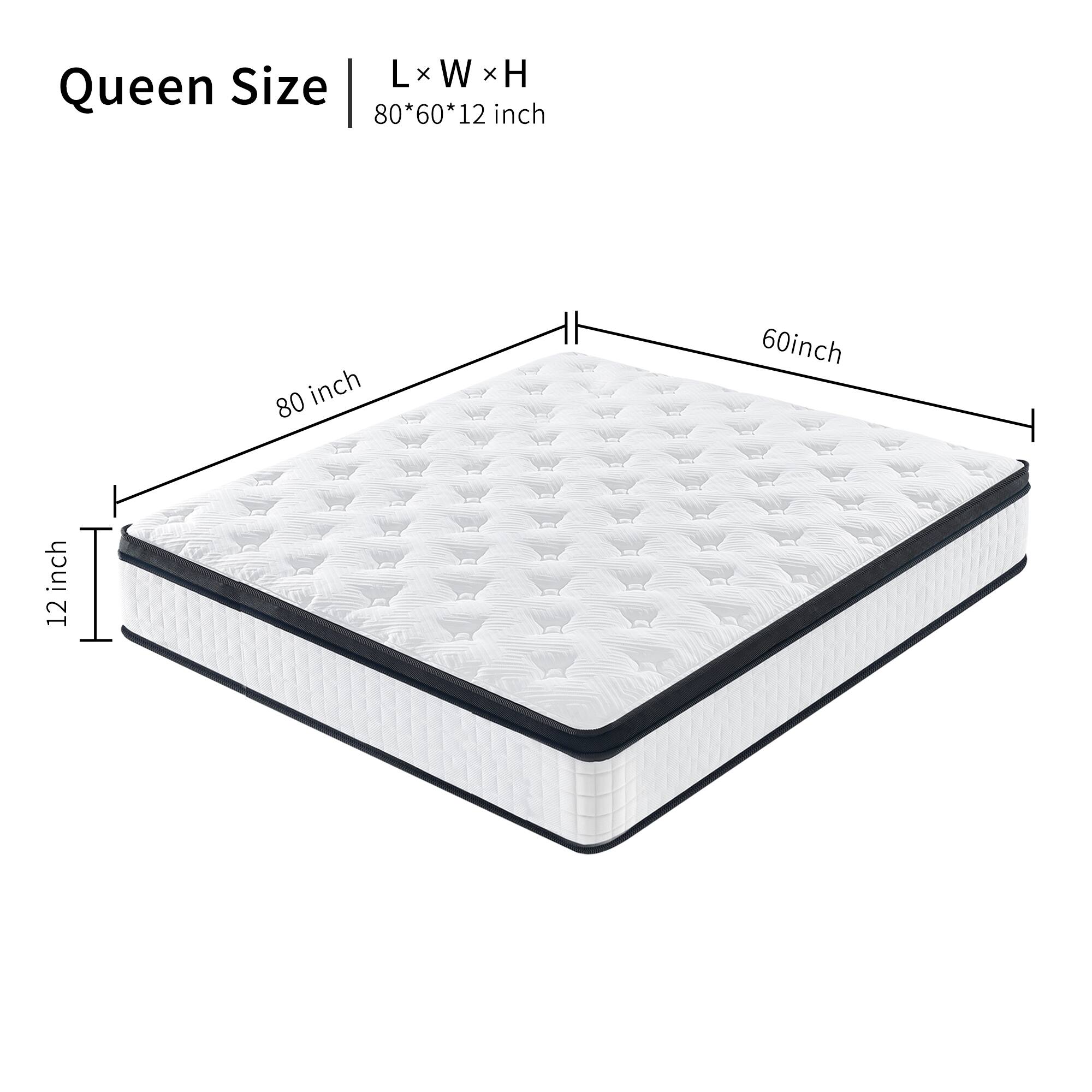 Queen Size  
L x W x H  
80*60*12 inch  

80 inch  
60 inch  
12 inch
