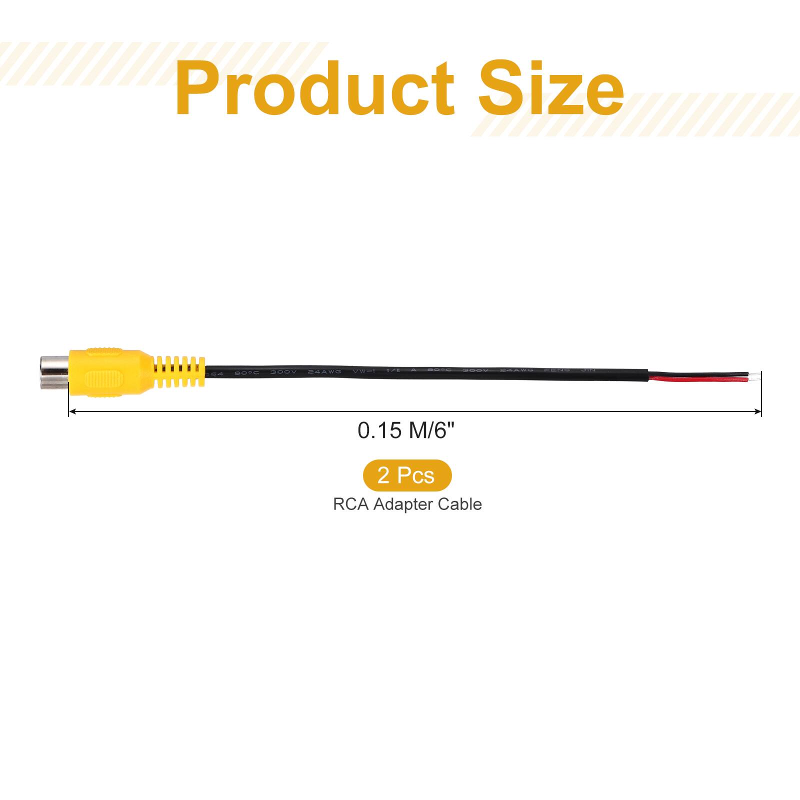 Product Size: 0.15 M/6"  
2 Pcs RCA Adapter Cable