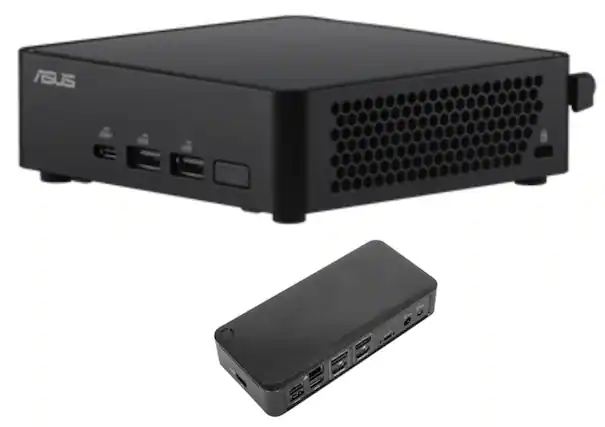 Front. ASUS - ASUS NUC 14 Pro Slim Mini Desktop (Intel Core 3 100U, 16GB DDR5, 256GB PCIe SSD, Intel Graphics, Win 11 Pro) - Black.