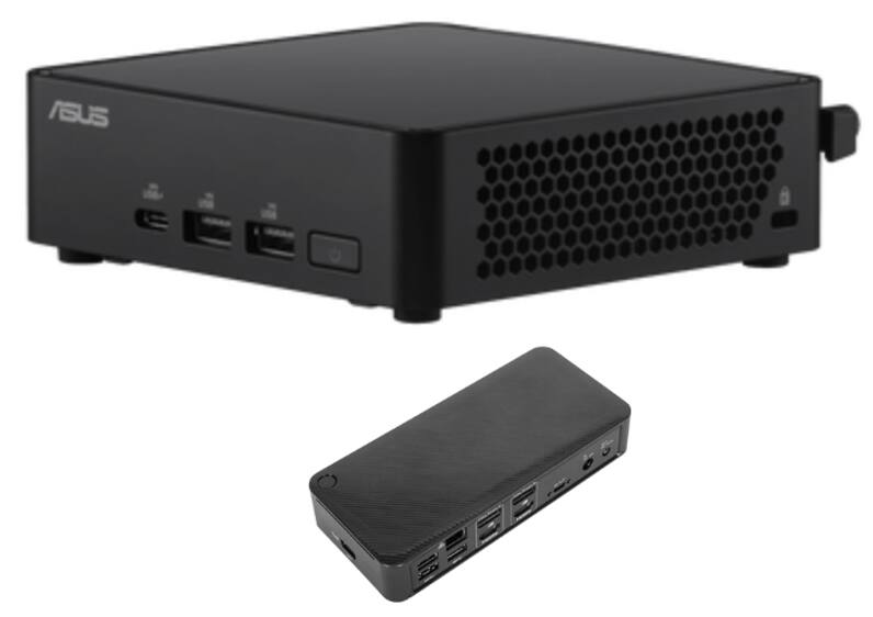 Front. ASUS - ASUS NUC 14 Pro Slim Mini Desktop (Intel Core 3 100U, 16GB DDR5, 256GB PCIe SSD, Intel Graphics, Win 11 Pro) - Black.