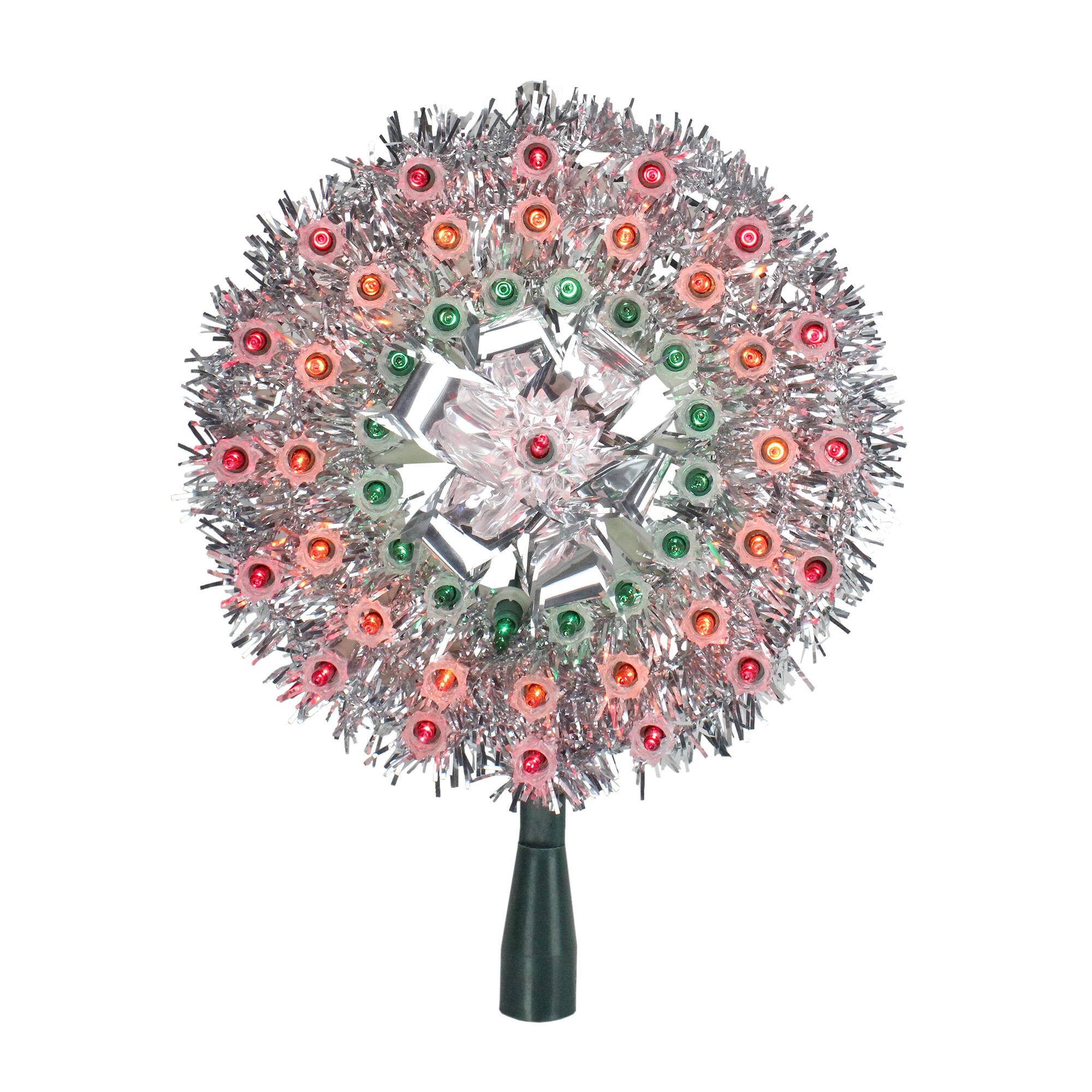 Northlight - 8" Pre-Lit Starburst Christmas Tree Topper - Multicolor Lights - Silver