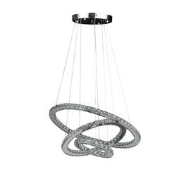 Loheer - Adjustable Height Crystal Chandelier Integrated Dimmable LED Triple Ring Ceiling Light