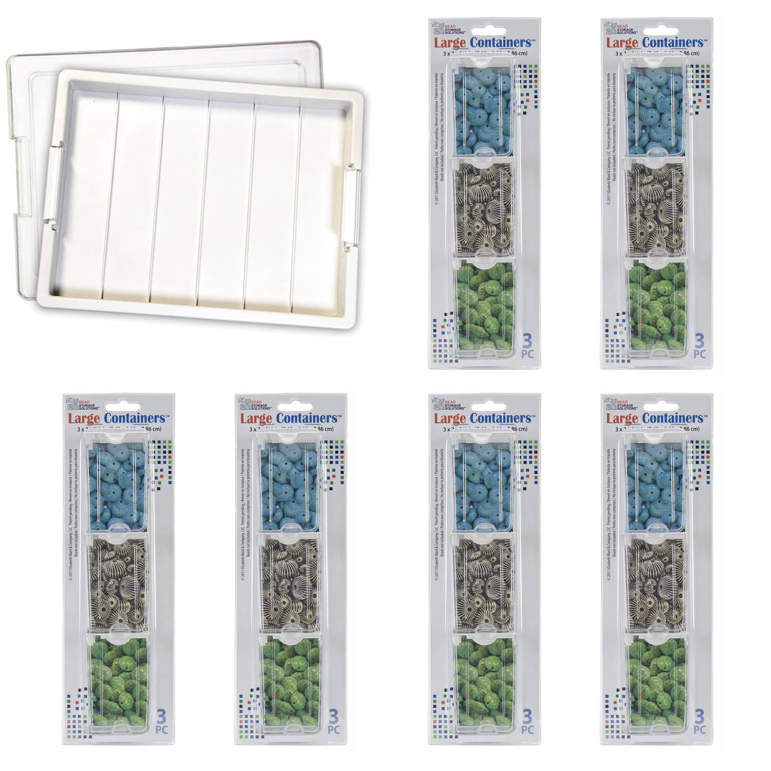Bead Storage Solutions - 2 Piece Craft Organizer with 3 Piece Containers (6 Pack)