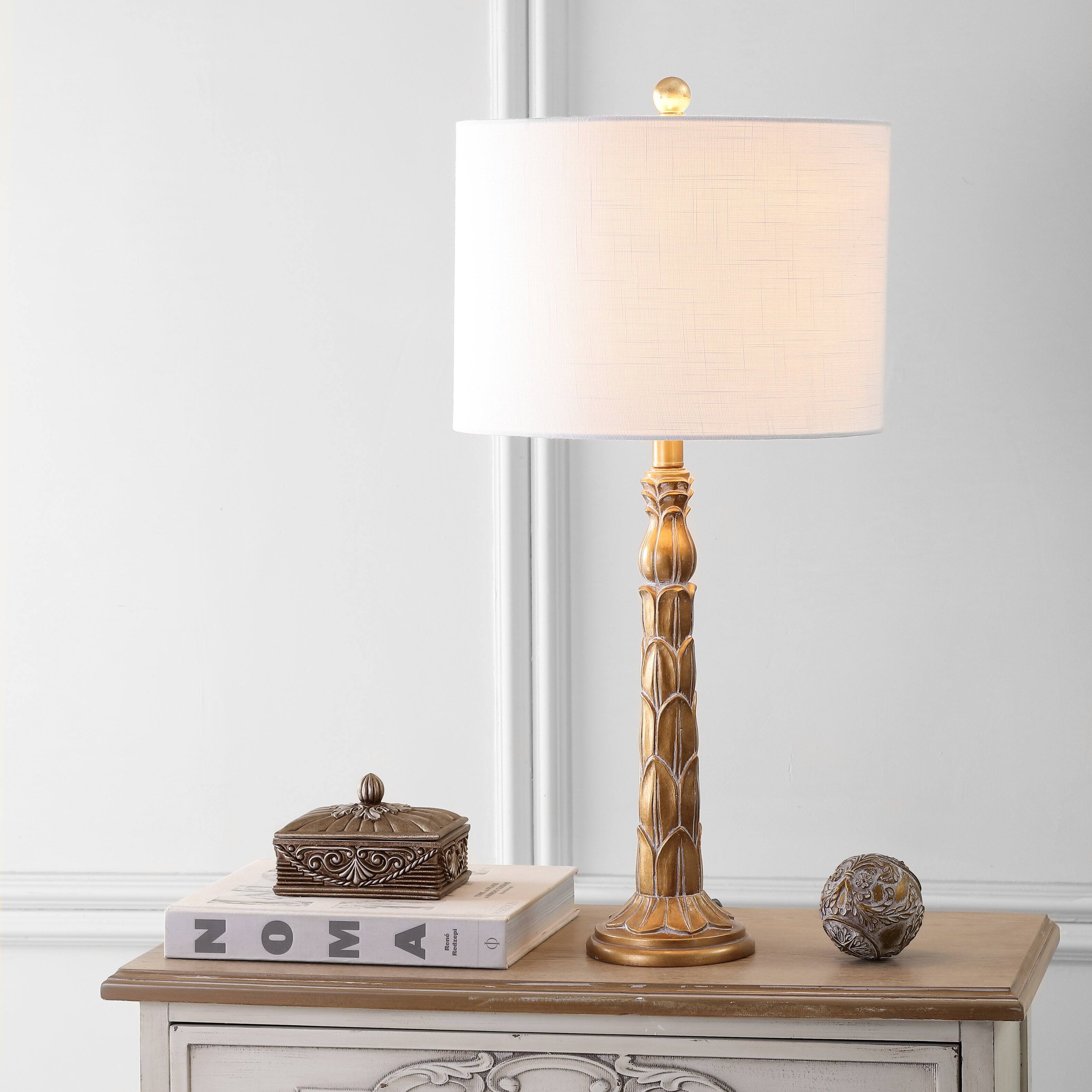 Alt View 1. Jonathan Y - Blanche 28.7" Resin LED Table Lamp, Antique Gold - Antique Gold.