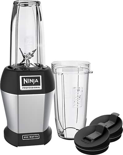 Ninja - Nutri Ninja Pro 24-Oz. Blender - Black/Silver - Angle