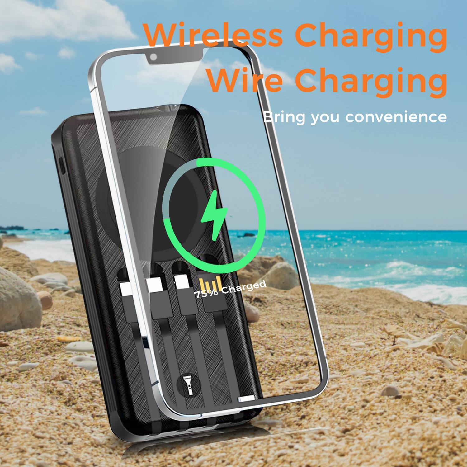 Wireless Charging, Wire Charging, Bring you convenience, 75% Charged