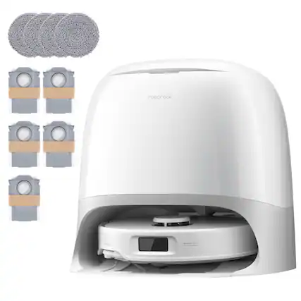 Front. Roborock - Qrevo Curv 5A1 Robot Vacuum and Mop - White.