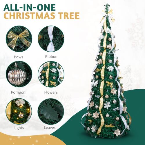 ALL-IN-ONE CHRISTMAS TREE

- Bows
- Ribbon
- Pompon
- Flowers
- Lights
- Leaves