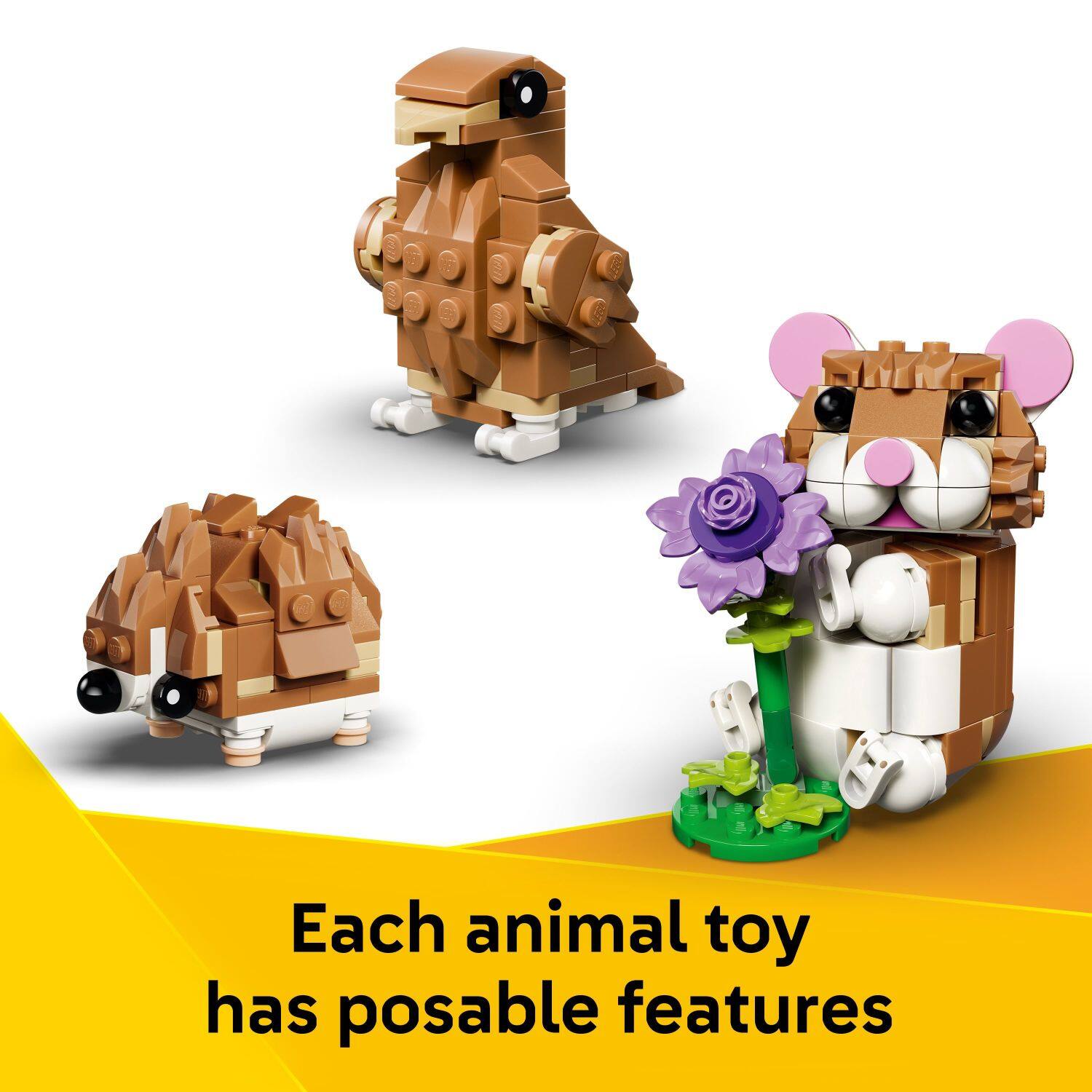 Each animal toy has posable features