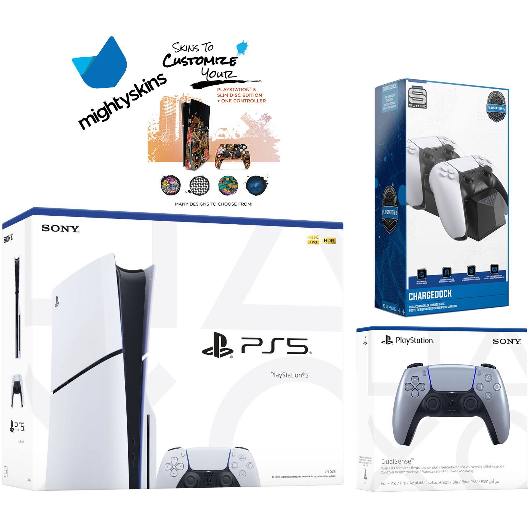 **mighty skins**

**Skins To Customize Your PS5 Slim Disc Edition**

**One Controller**

**Many Designs To Choose From!**

---

**SONY**

**PlayStation 5**

**PS5**

**DualSense**

**Wireless Controller**

**4K HDR**

**CHARGEDOCK**

**PlayStation 5**

**DualSense**

**Wireless Controller**

**For PS5 / Pro / A / A+ / A+ / A+ / A+ / A+ / A+ / A+ / A+ / A+ / A+ / A+ / A+ / A+ / A+ / A+ / A+ / A+ / A+ / A+ / A+ / A+ / A+ / A+ / A+ / A+ / A+ / A+ / A+ / A+ / A+ / A+ / A+ / A+ / A+ / A+ / A+ / A+ / A+ / A+ / A+ / A+ / A+ / A+ / A+ / A+ / A+ / A+ / A+ / A+ / A+ / A+ / A+ / A+ / A+ / A+ / A+ / A