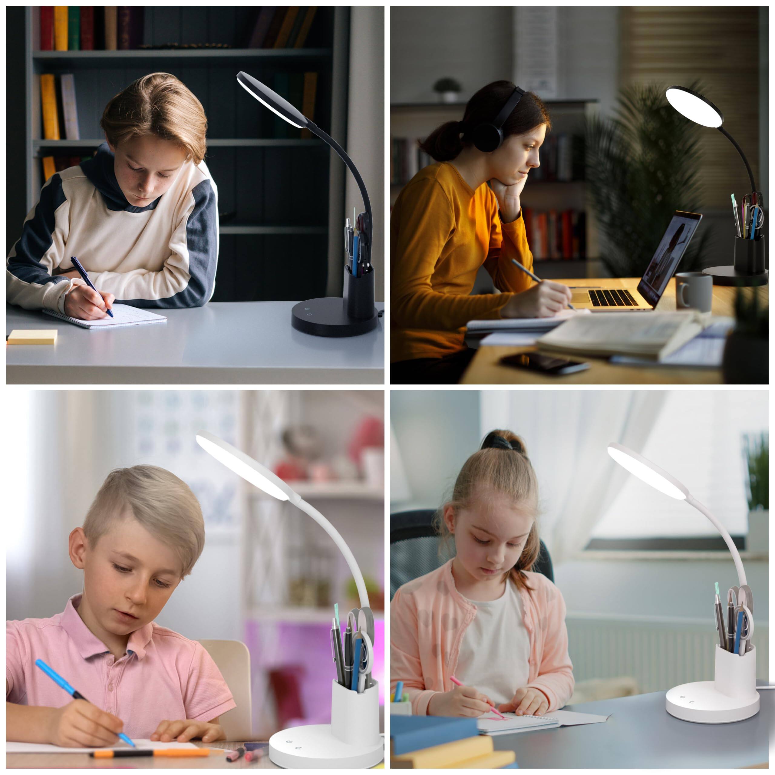 Alt View 3. HM 1810 - Desk Lamp LED Desk Lamp Home Office Touch Table Lamp Color Modes 360 Adjustable Arm Dimmable Desk Light - Black.