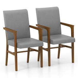 Costway - Mid-Century Modern Dining Chairs Set of 2 Upholstered Accent Chairs Armchairs - Gray