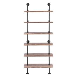 Danya B - Industrial 6-Tier Iron Pipe Wall Ladder Shelf in Distressed Wood Finish - Brown