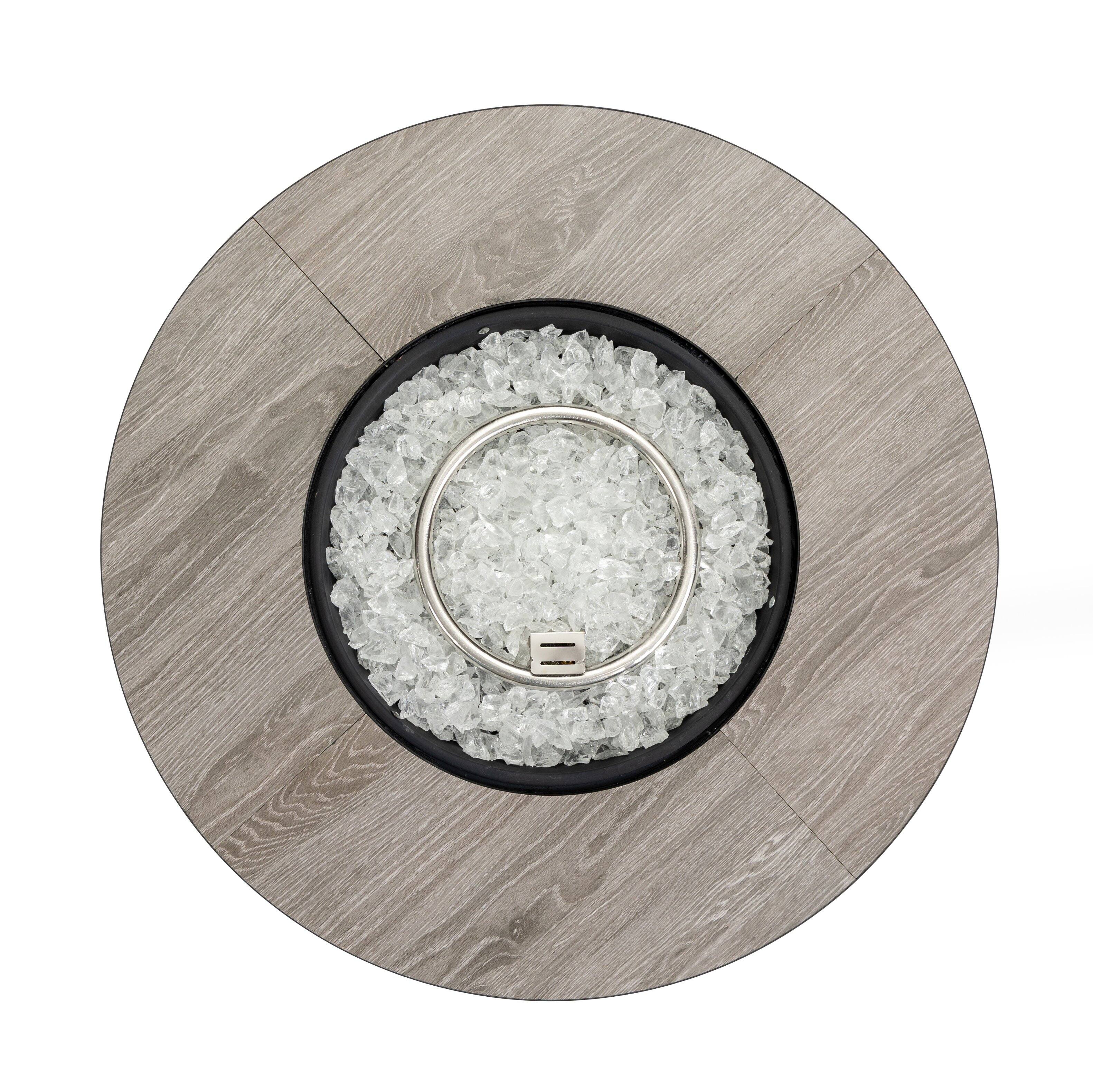 Alt View 1. Lirago - 30" Outdoor Propane Fire Pit Table Round Steel Fire Pit Table Top Fire Pit with Wood Grain Ceramic Table top - Black.