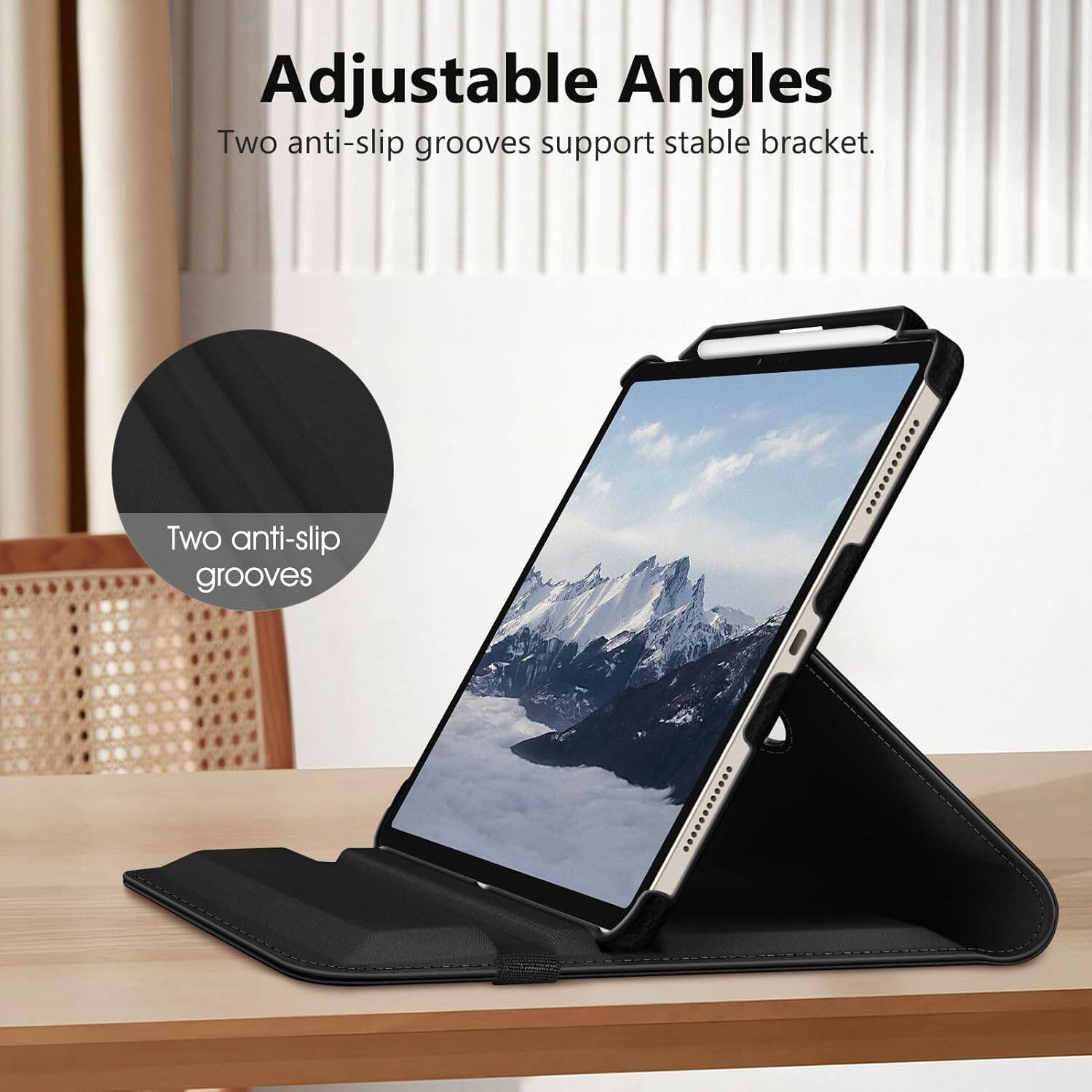 Adjustable Angles  
Two anti-slip grooves support stable bracket.  
Two anti-slip grooves