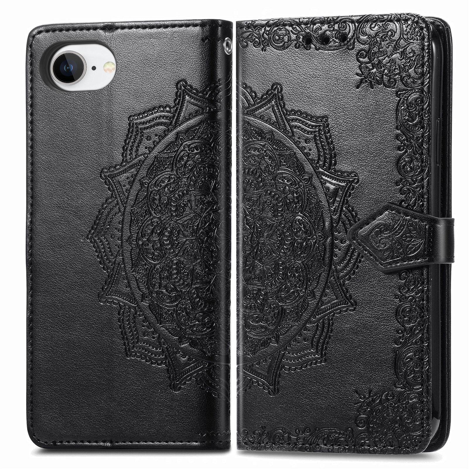 Alt View 1. Dteck - Magnetic Wallet Case For Apple iPhone 17E/16E, Shockproof Card Slots Stand Flip Phone Protective Cover with Hand Strap - Black.
