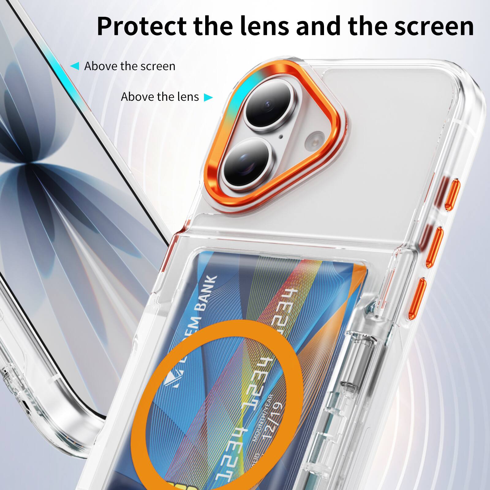 Protect the lens and the screen  
Above the screen  
Above the lens  

BANK hE2 EM LA 134  
EAR MOUNTH/YE 12/19  
1234  
TEID