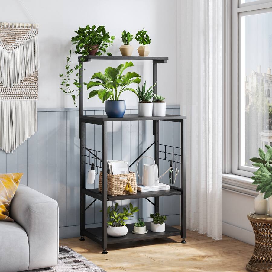 Bestier Kitchen Baker's Rack with Storage Shelves and USB Outlets Black ...