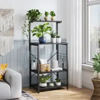 Bestier - Kitchen Baker's Rack with Storage Shelves and USB Outlets - Black - Front_Zoom