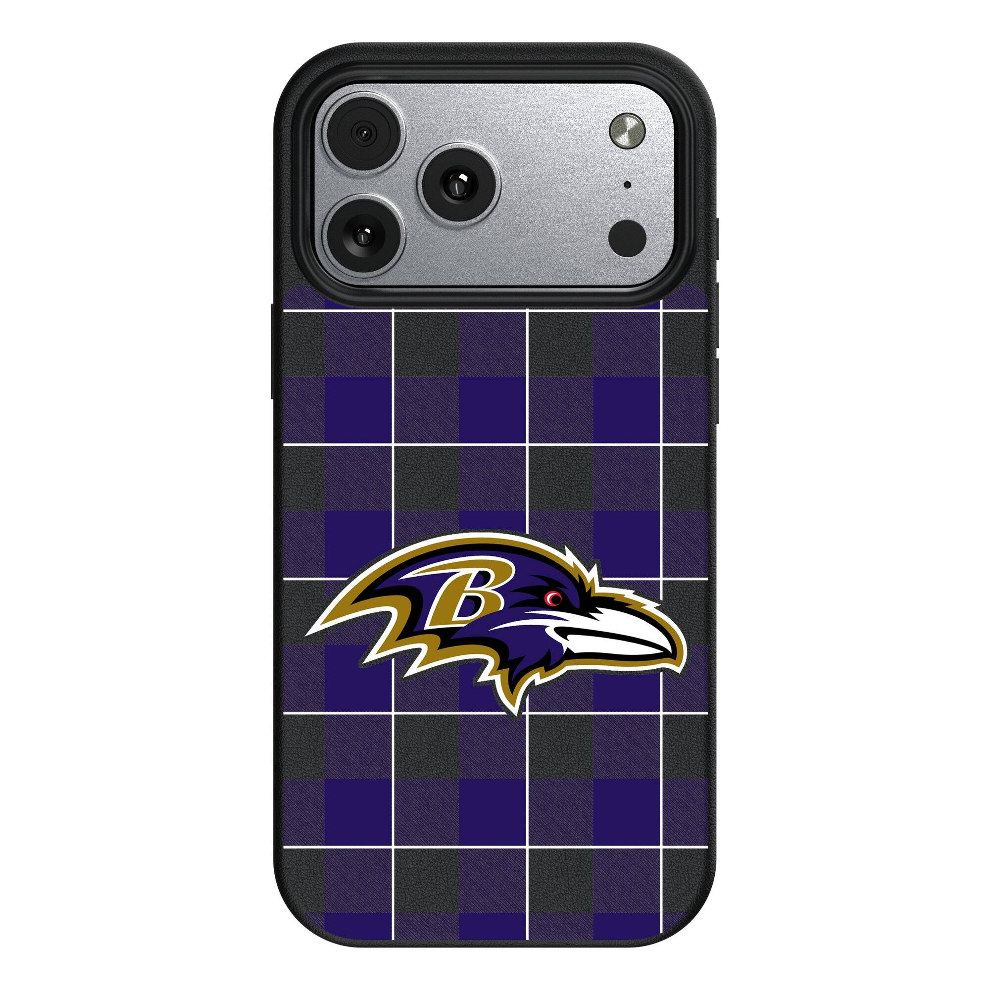 Front. Keyscaper - Baltimore Ravens Plaid Magnetic Bump iPhone Case - 17 Air - Black.