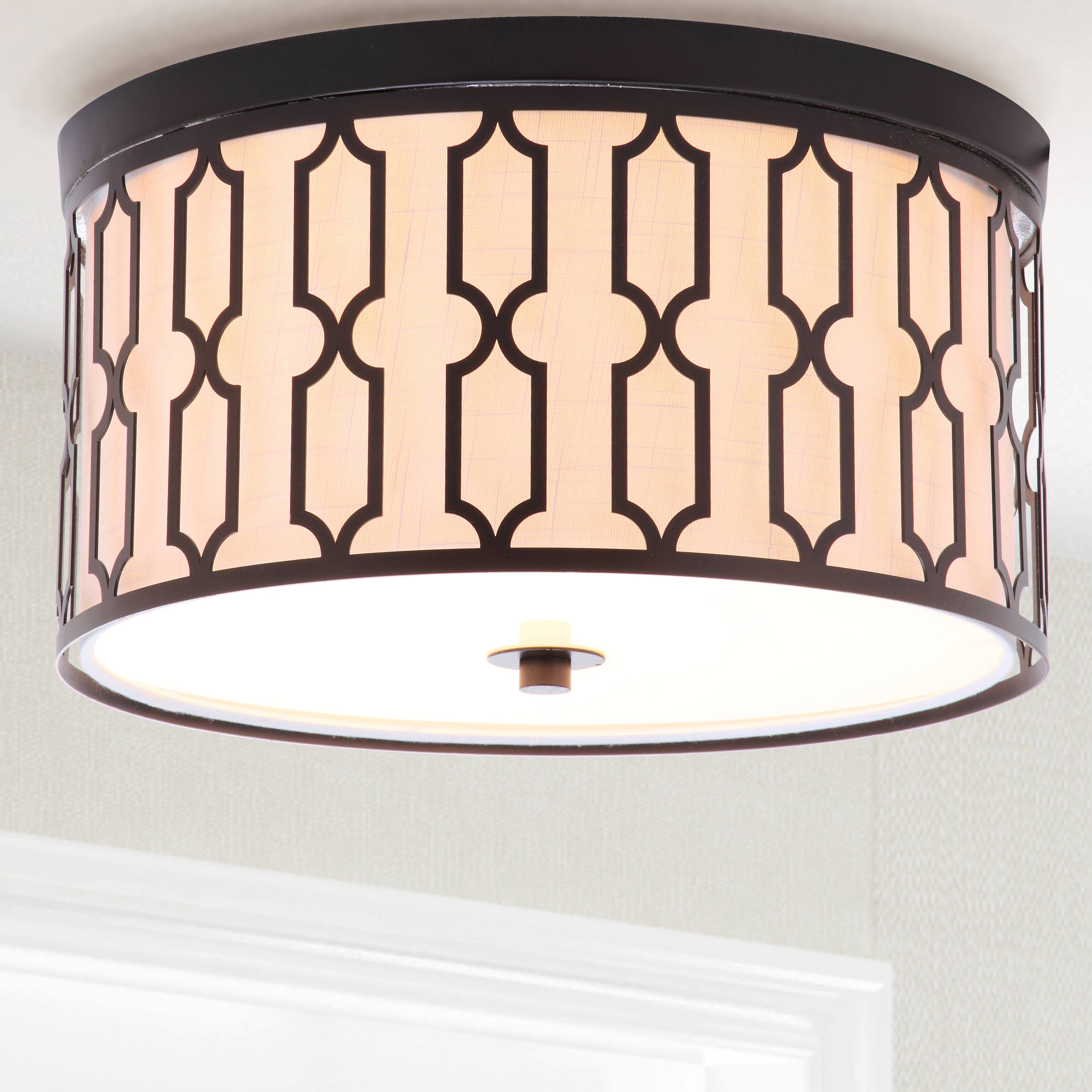 Alt View 1. Jonathan Y - Link 3-Light 16.75" Metal LED Flush Mount, Oil Rubbed Bronze - Oil Rubbed Bronze.