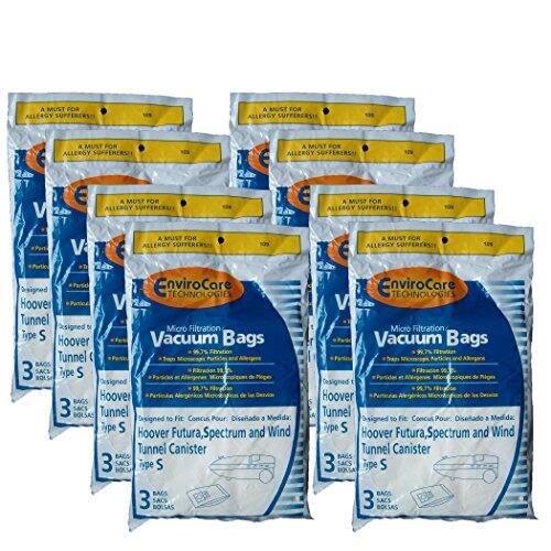 A MUST FOR ALLERGY SUFFERERS!  
EnviroCare TECHNOLOGIES  
Vacuum Bags  
Type S  
Designed to Fit: Hoover Futura, Spectrum and Wind Tunnel Canister  
3 BAGS  
Designed to Fit: Hoover Futura, Spectrum and Wind Tunnel Canister  
3 BAGS  
Designed to Fit: Hoover Futura, Spectrum and Wind Tunnel Canister  
3 BAGS  
Designed to Fit: Hoover Futura, Spectrum and Wind Tunnel Canister  
3 BAGS