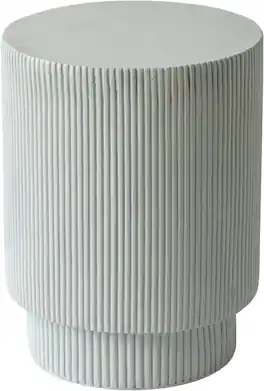 LeisureMod - Eden Modern Stone Top Round Side Table, Indoor/Outdoor Weather Resistant Accent Table, Fully Assembled - Light Gray