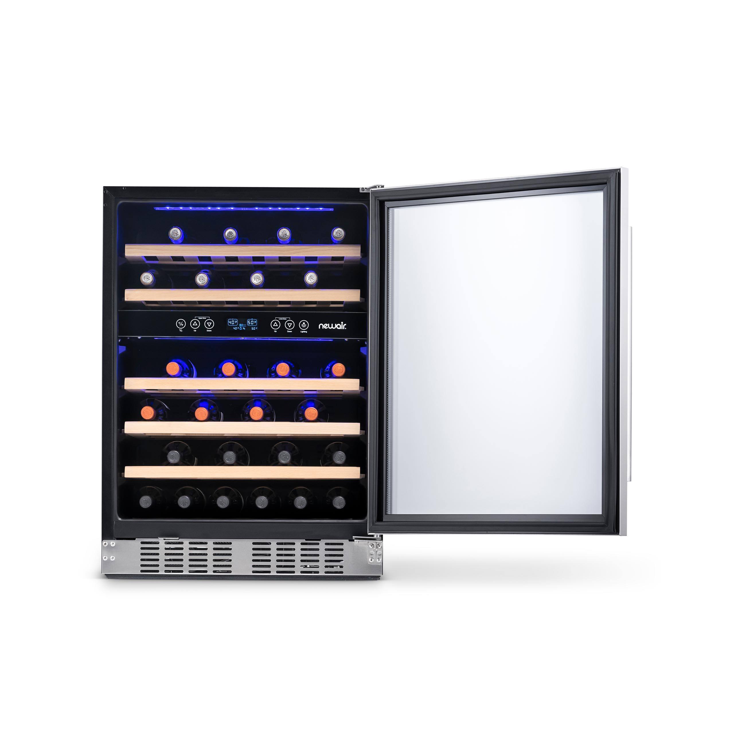 Alt View 18. NewAir - 24” 46-Bottle Dual Zone Built-in Wine Fridge with Beech Wood Shelves and Recessed Kickplate - Stainless steel.