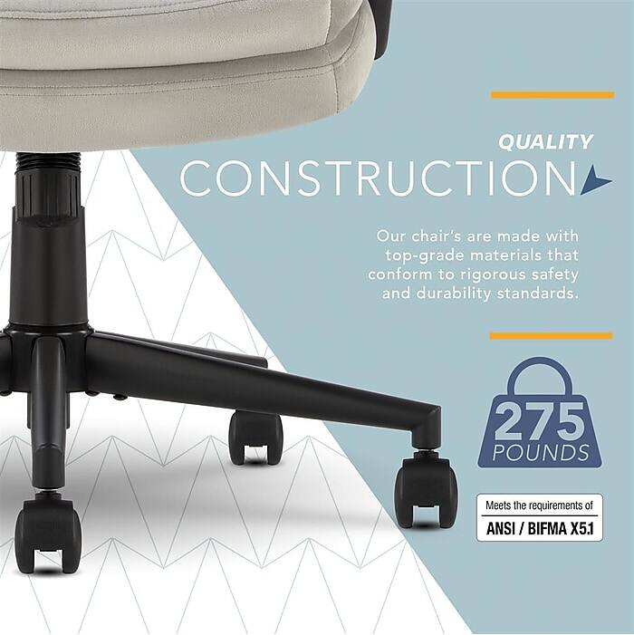QUALITY CONSTRUCTION  
Our chair's are made with top-grade materials that conform to rigorous safety and durability standards.  

275 POUNDS  
Meets the requirements of ANSI/BIFMA X5.1