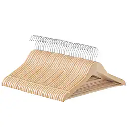 Songmics Home - Wooden Hangers, Pack of 36, Coat Hangers, Non-Slip, Pants Bar, 360° Swivel Hooks - Natural Wood