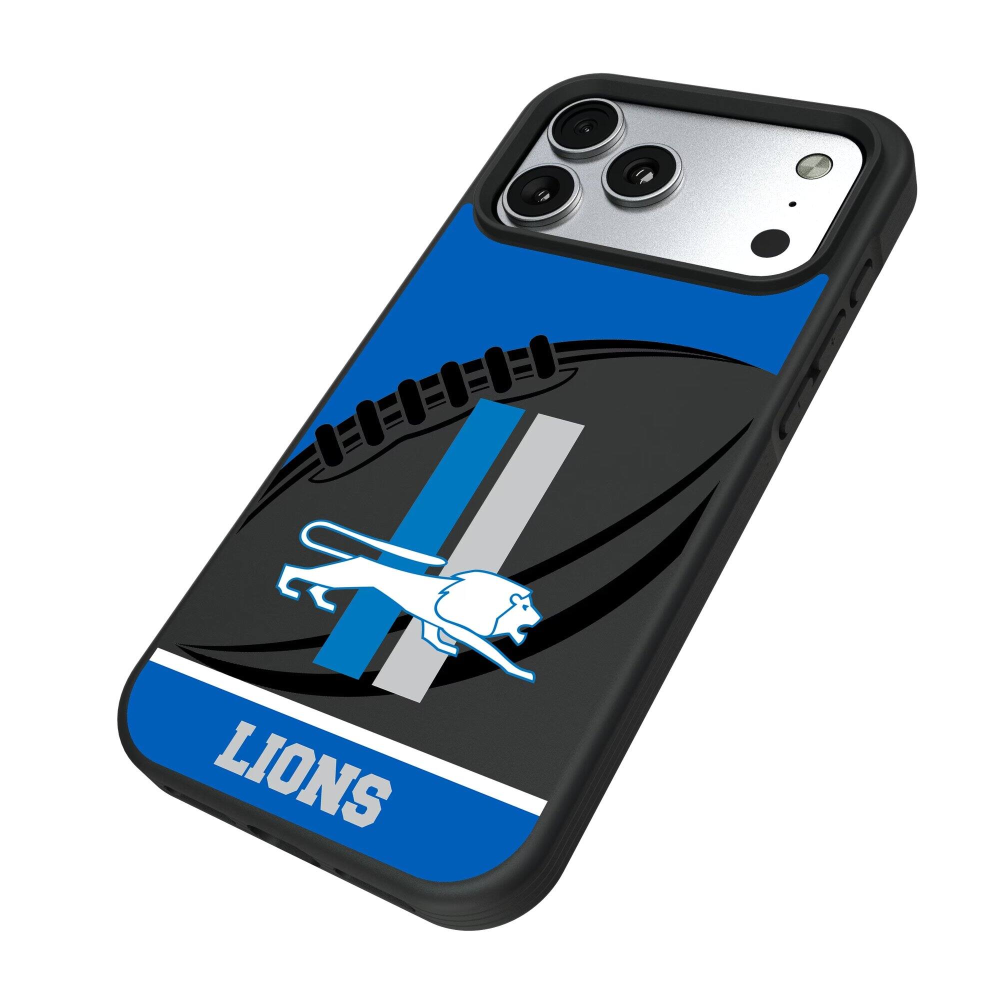 Alt View 1. Keyscaper - Detroit Lions Bump Case with 8.2ft Drop Protection - 15 Pro Max - Multicolor.
