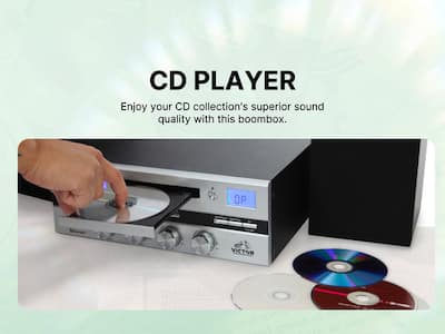 Victor Audio Victor Milwaukee Desktop Stereo System Black VDTS Victor Audio Victor Milwaukee Desktop Stereo System Black VDTS