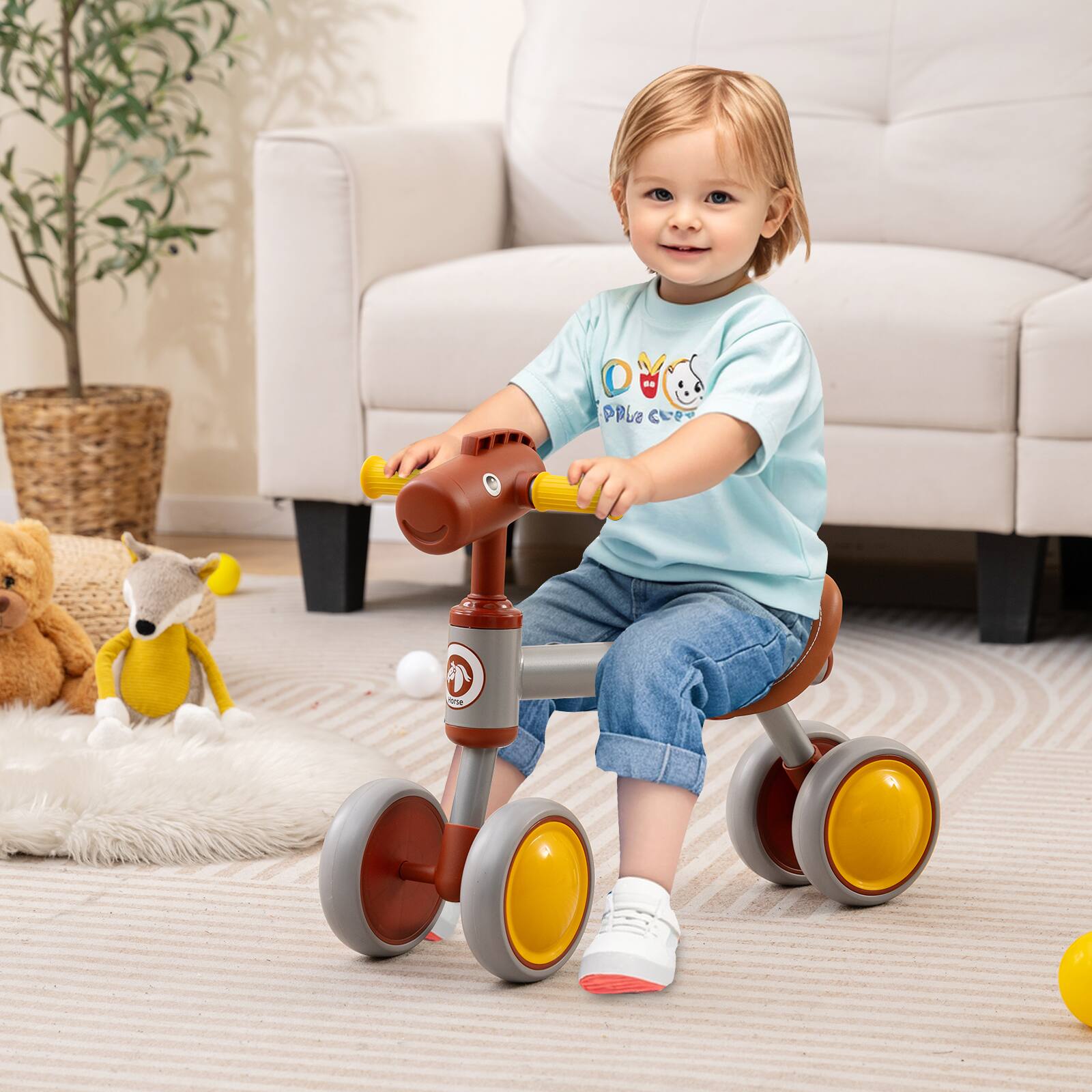 Alt View 1. Gymax - Gymax Baby Balance Bike Toddler First Bike w/ PU Leather Seat & EVA Foam Wheels - Brown.