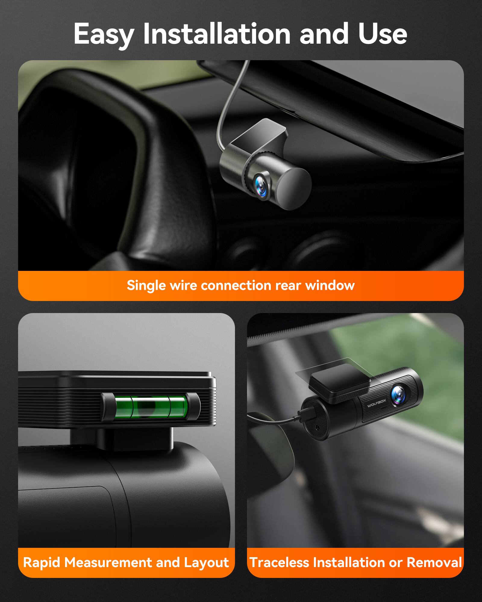 Easy Installation and Use

- Single wire connection rear window
- Rapid Measurement and Layout
- Traceless Installation or Removal