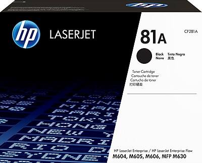 hp LASERJET  
CF281A 81A  
Block Tinta Negra Noire  
Toner Cartridge Cartouche de toner Cortucho de toner  
HP LaserJet Enterprise / HP LaserJet Enterprise Flow M604, M605, M606, MFP M630