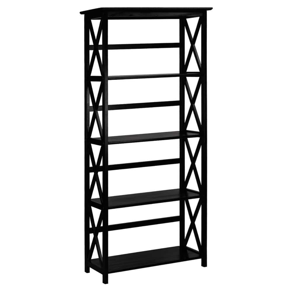 SlickBlue - Tall 5-Tier Bookcase for Books, Decor, and Home Storage - Black
