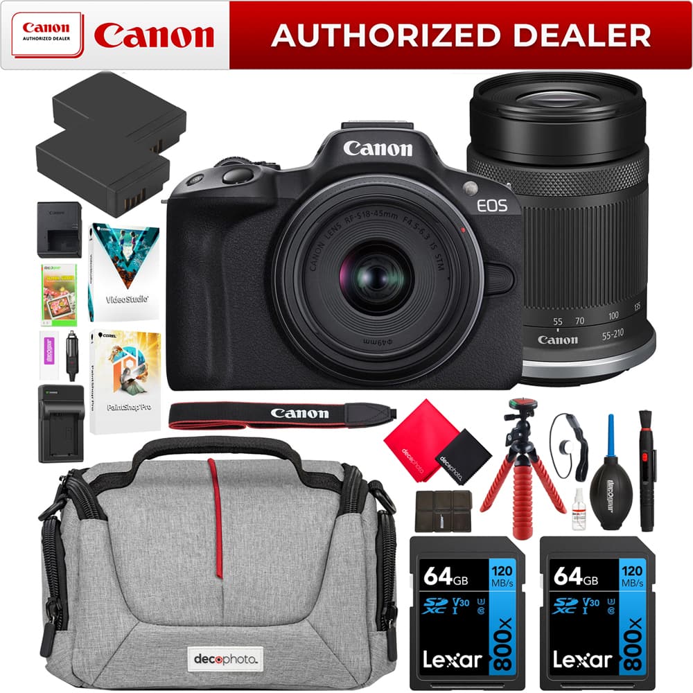 Bundle Canon EOS R50 Mirrorless Camera 2 Lens Kit 18 45mm + 55