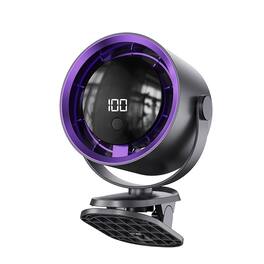 Cluzine - Grey-Purple Clip-On Portable Fan, 100-Speed, Turbo, Low Noise, Long Battery, LED Display, Multi-Mount