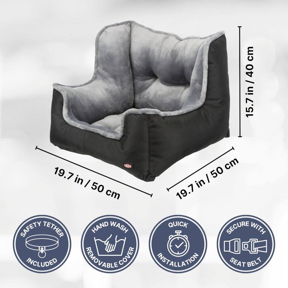 cm 40 / 7 in / 40 in 15.7 19.7 in I 50 cm SAFETY TETHER HAND WASH INCLUDED AIEAVOMER COVER cm I 50 in 19.7 QUICK SECURE WITH INSTALLATION SEAT BELT