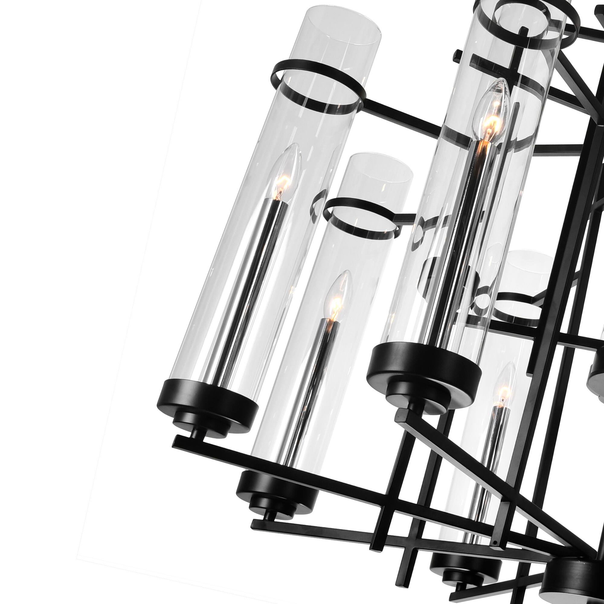 Back. CWI Lighting - Sierra 12 Light Up Chandelier With Black Finish - Black.