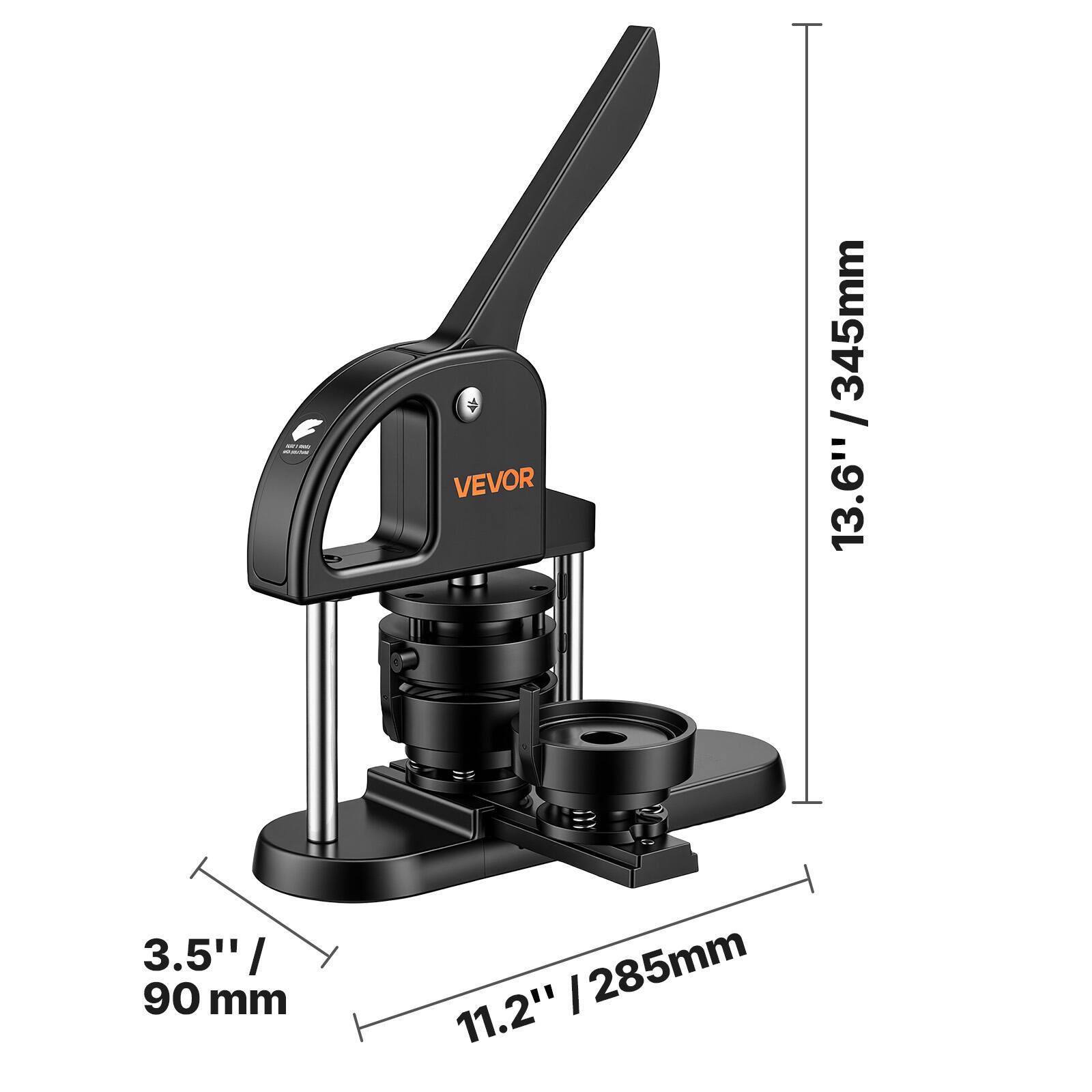 VEVOR 13.6" / 345mm  
3.5" / 90 mm  
11.2" / 285mm