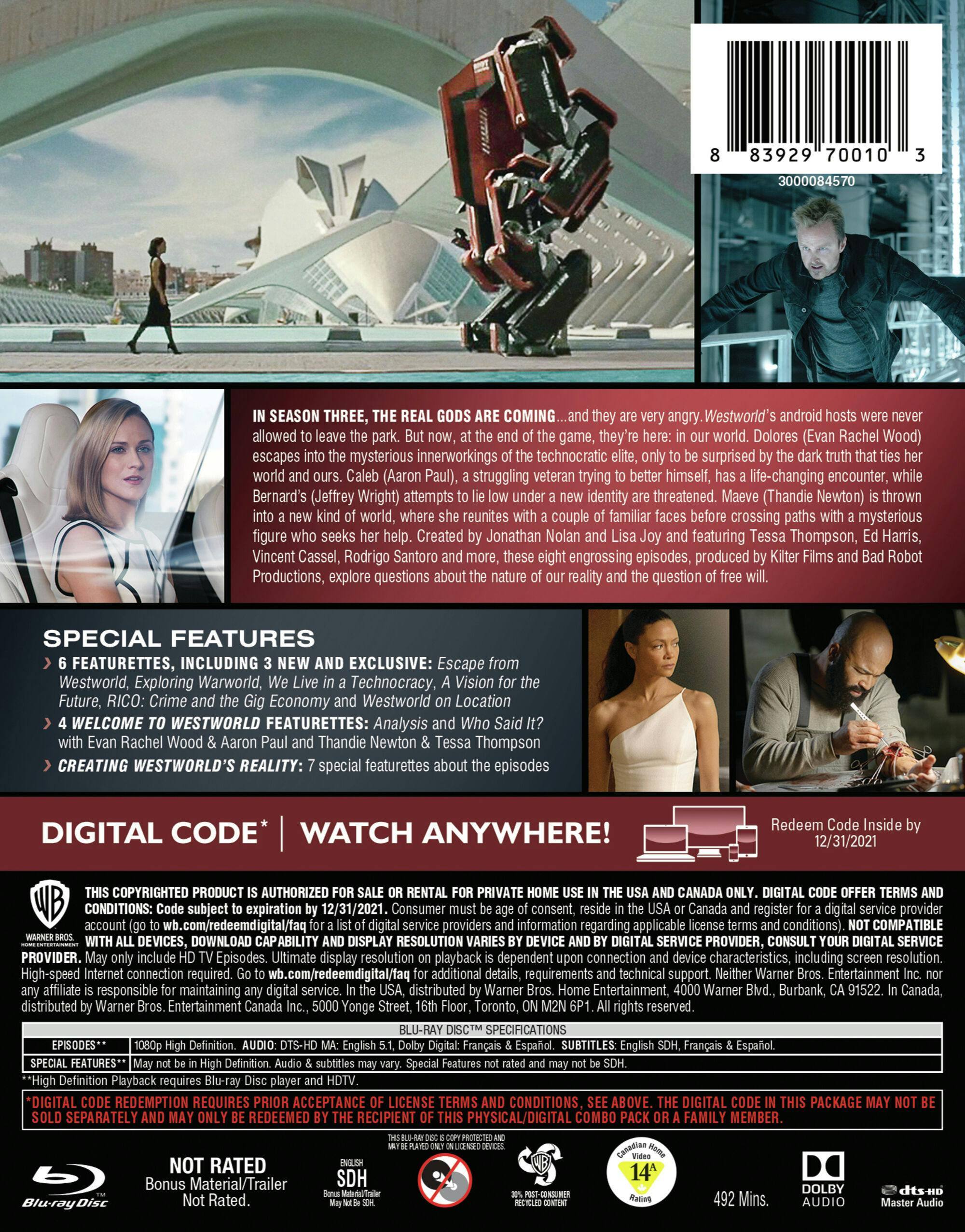 Angle. Westworld: Season Three - The New World (Box Set) [Blu-ray].