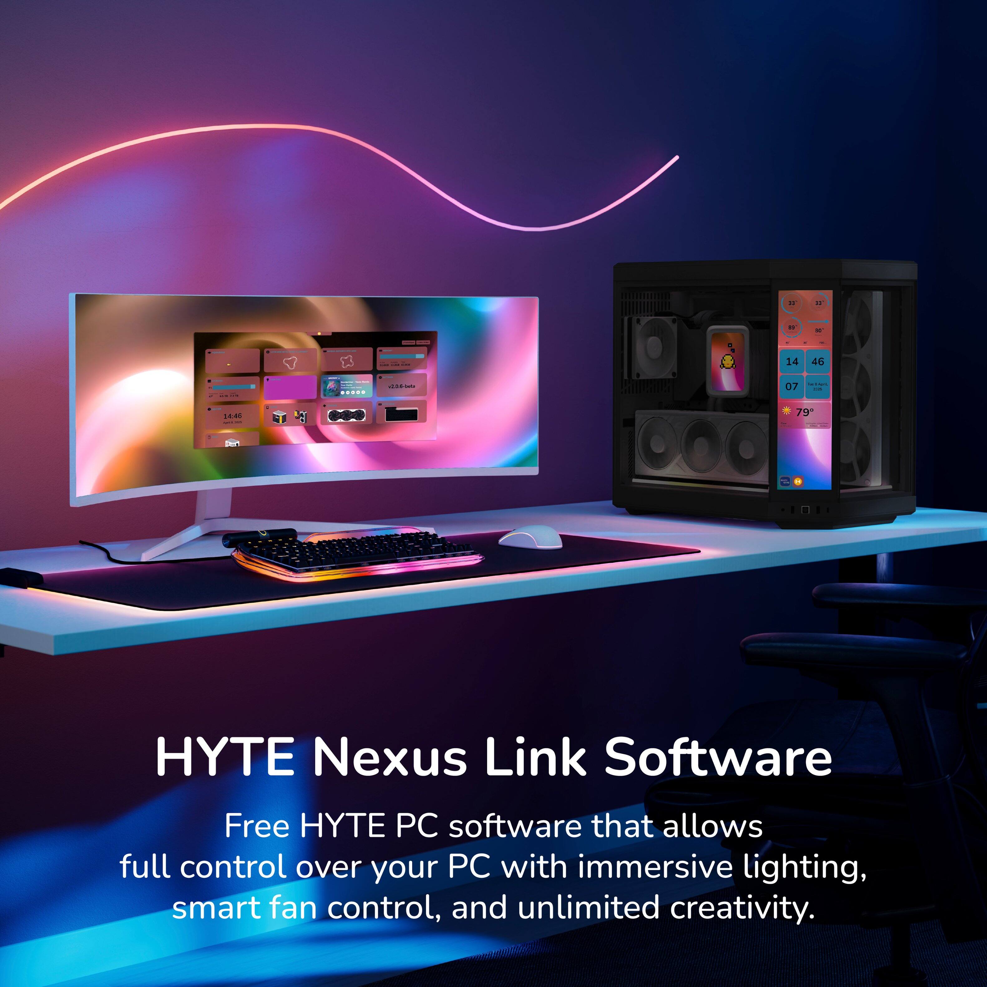 HYTE Nexus Link Software

Free HYTE PC software that allows full control over your PC with immersive lighting, smart fan control, and unlimited creativity.