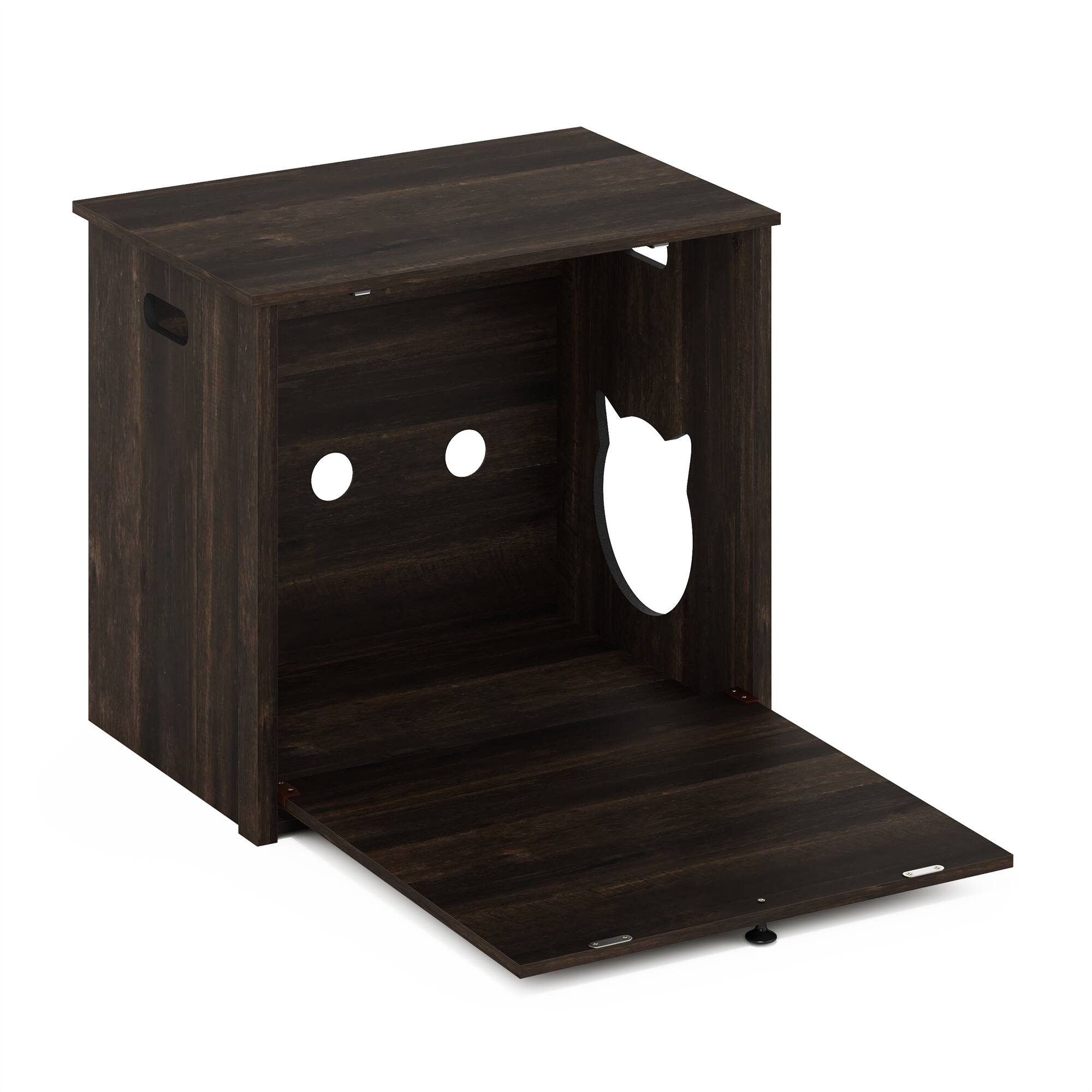 Alt View 3. Furinno - Peli Small Cat Litter Box Enclosure with Single Door - Ebony.